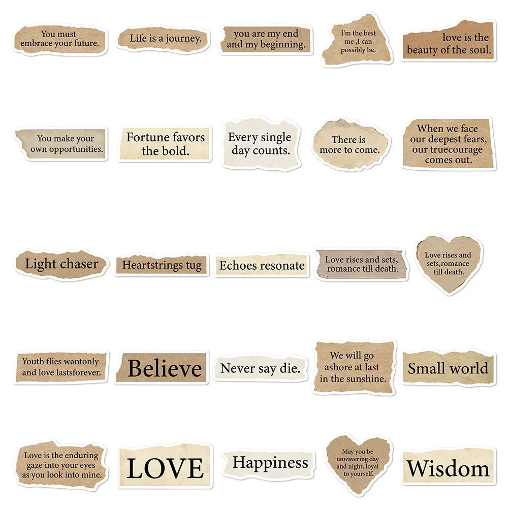 Tear English design reusable PVC adhesive stickers for laptops measuring 4-7cm