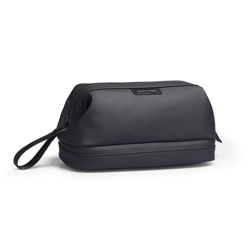 Men's large capacity toiletry bag in black oxford cloth with single compartment