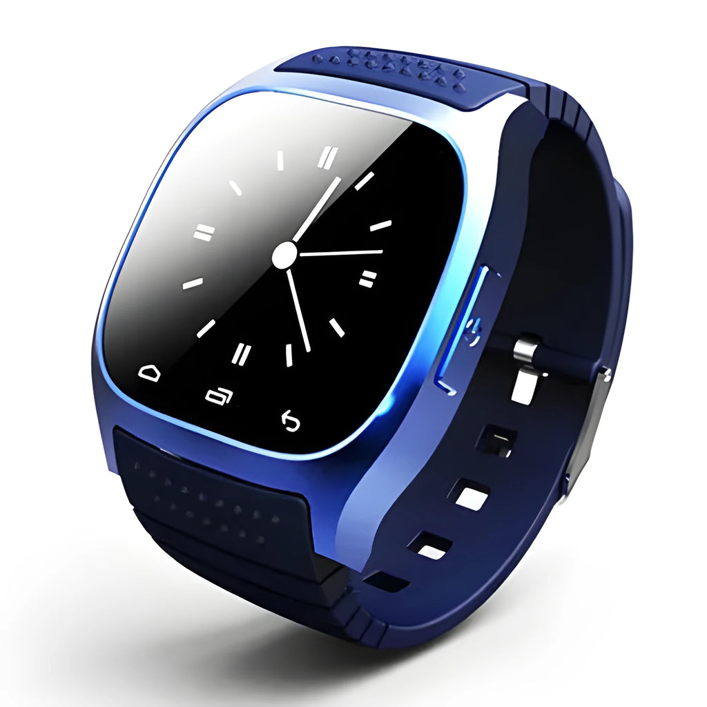 Compatible smart Bluetooth sports watch in black white and blue with waterproof design for iOS and Android