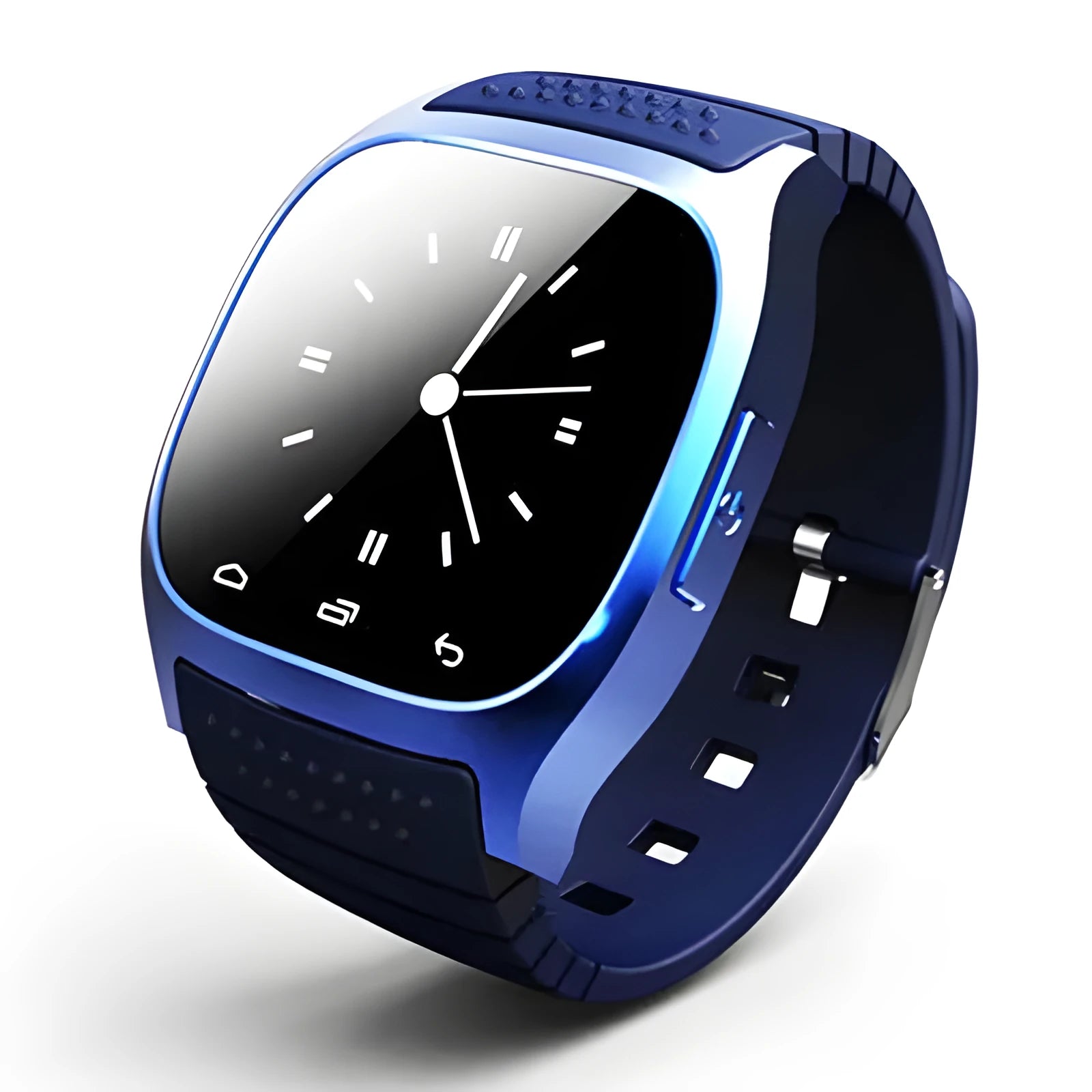 Compatible smart Bluetooth sports watch in black white and blue with waterproof design for iOS and Android