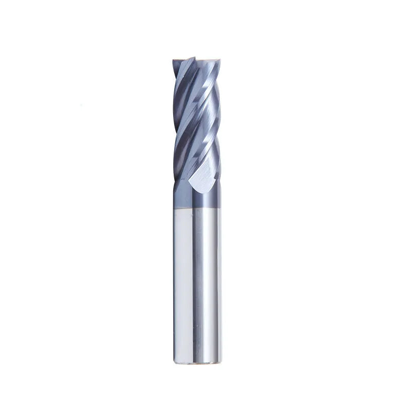 Carbide milling cutter with spiral flutes and straight shank for metal machining