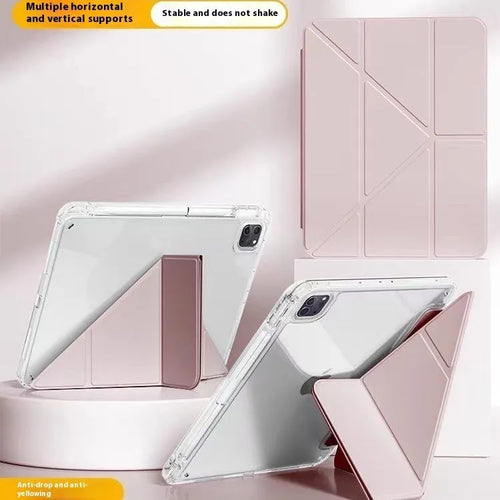 Transparent acrylic tablet protective cover with magnetic bracket for iPad models
