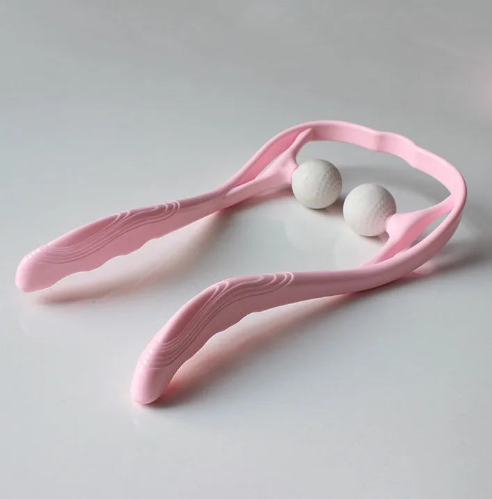 Plastic swan-shaped neck massager hand roller with adjustable stand in blue colour showing 3D floating-point massage design