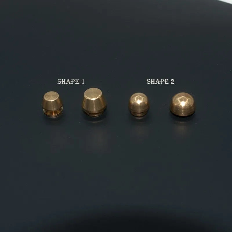 Brass decorative buckle set with geometric and round foot nails in 10x6mm and 12x7mm sizes