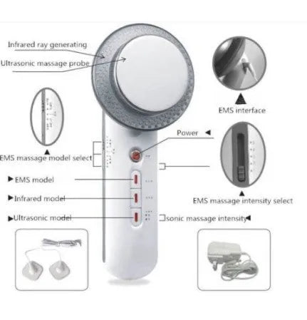3-in-1 slimming massager with EMS infrared ultrasonic technology, portable device for body and face