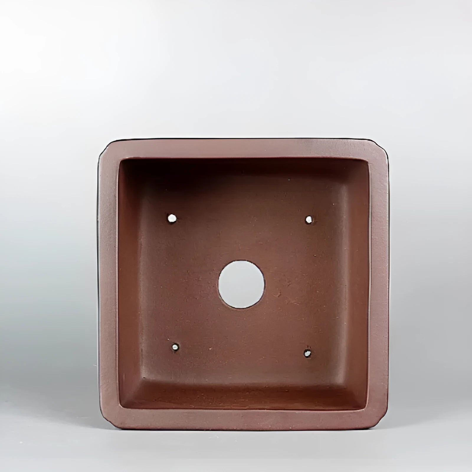 Brown handmade purple clay classical flower pot with square shape