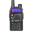 Black VHF UHF walkie talkie two way radio with antenna and 128 channel display