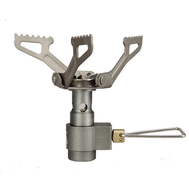 Compact one-piece portable gas camping stove for propane fuel outdoor cooking