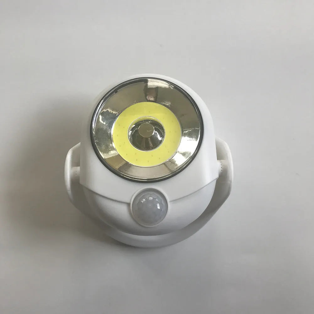 White Atomic Angel induction wall light with ABS plastic housing