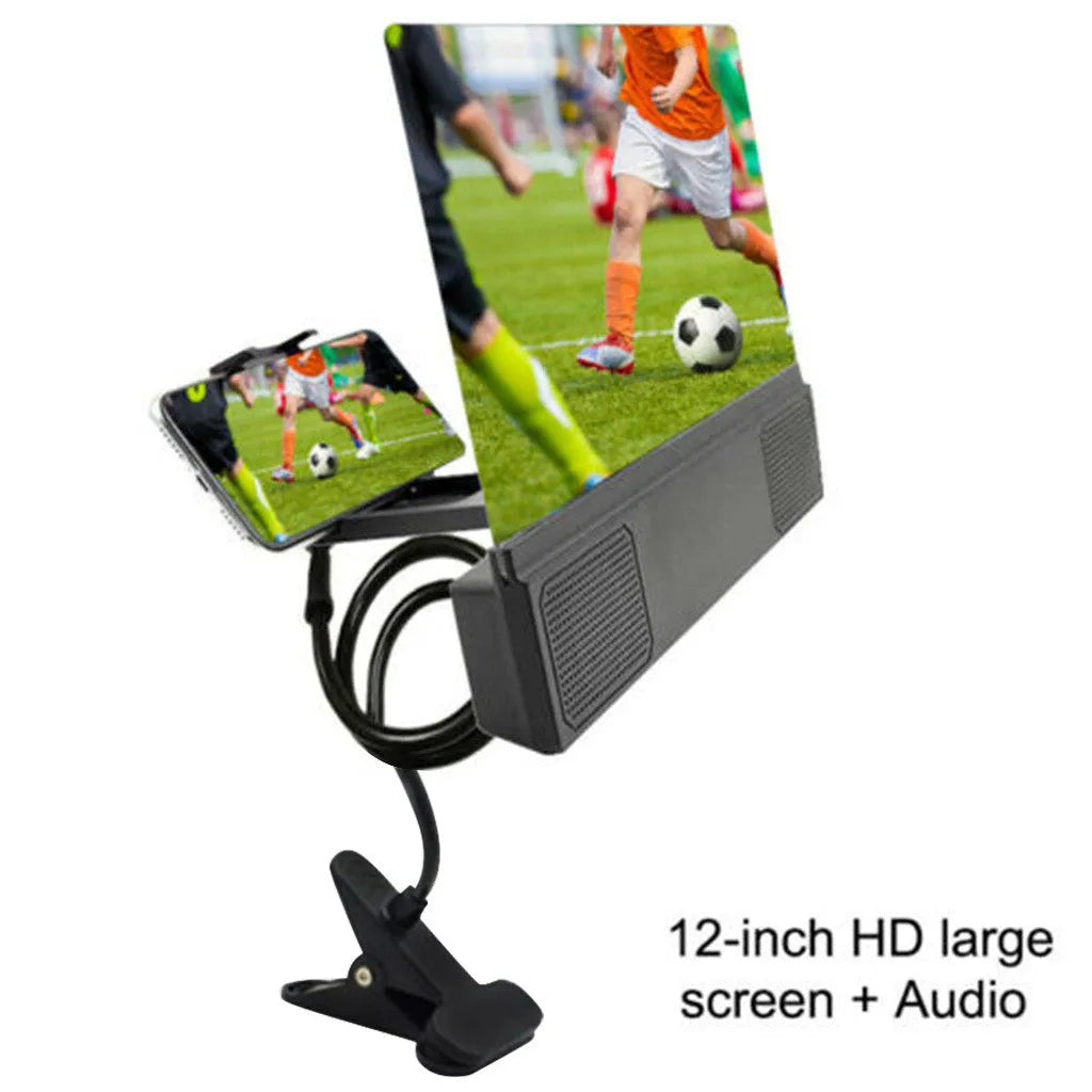 12-inch foldable mobile phone screen amplifier with audio support showing 3x magnification
