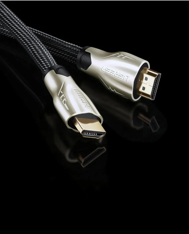 A 5-metre long HDMI cable with gold-plated connectors, shown with its bagged packaging.
