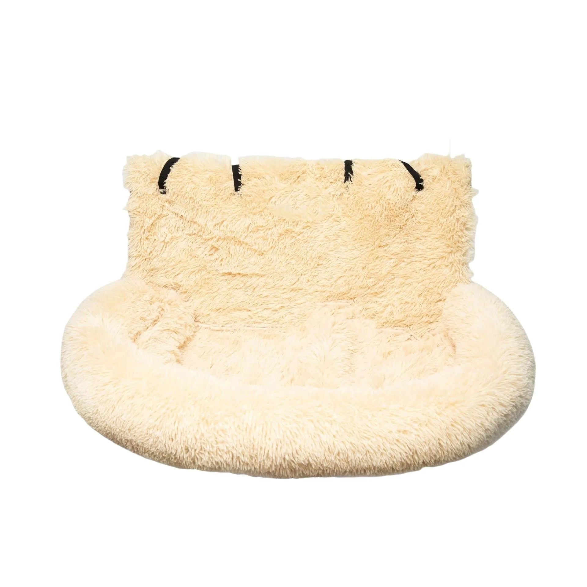 Cloth winter thermal pet mat for car seats in beige or dark grey.