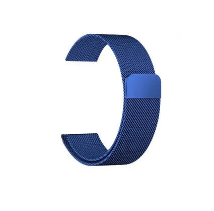 Stainless steel Apple Watch strap with buckle on a 42mm watch case in silver finish
