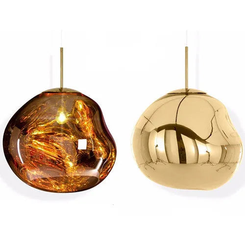 Nordic postmodern lava lamp bedside chandelier with irregular glass shade in gold silver or wine red