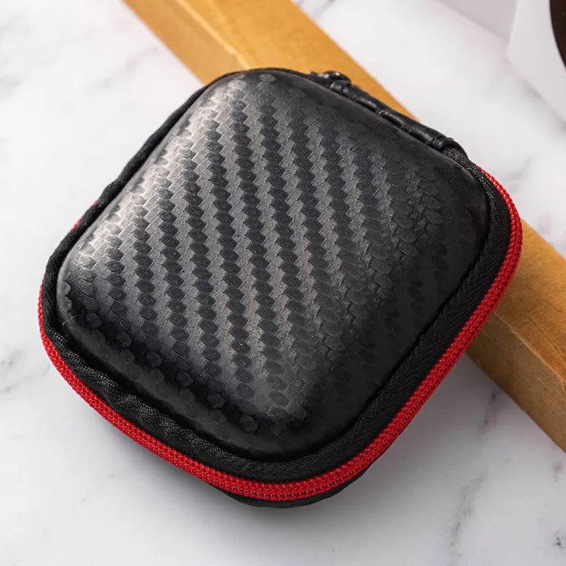 Black EVA PU waterproof storage bag for headset and cables with cold press forming