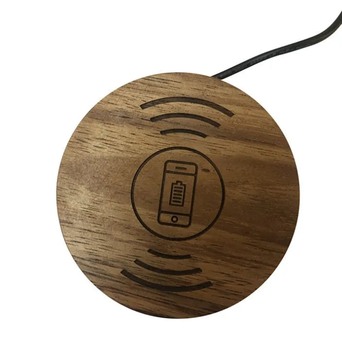 Round black embedded wireless phone charger for desks and tables