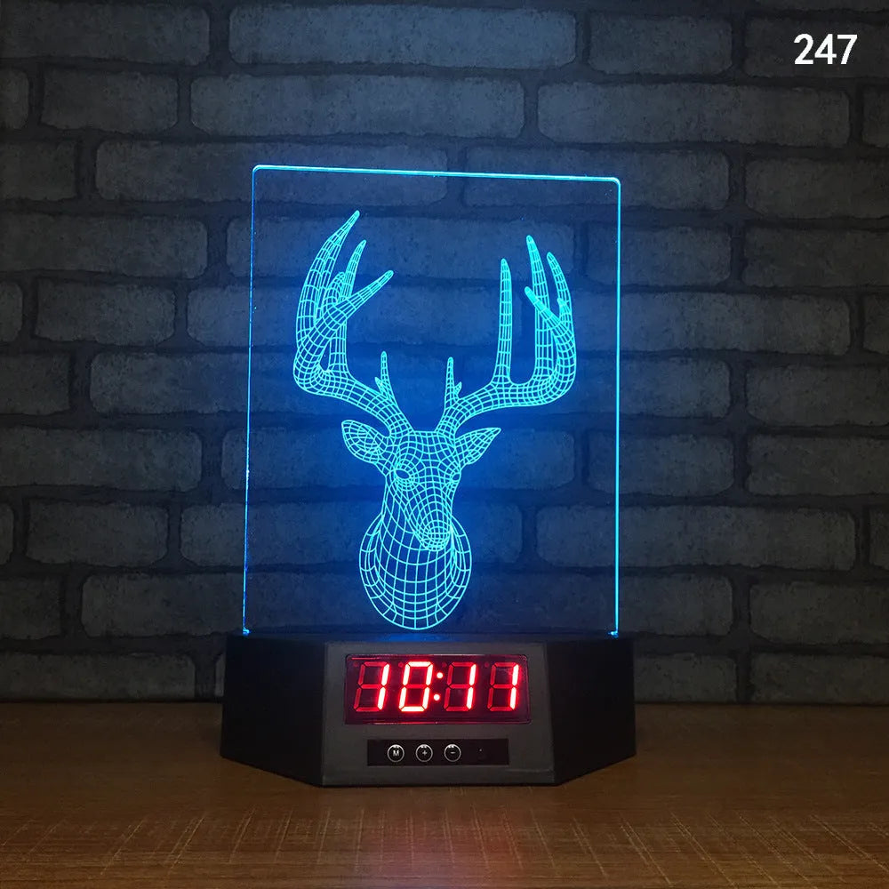 3D glowing dolphin shaped LED table lamp with remote control on a bedside table.
