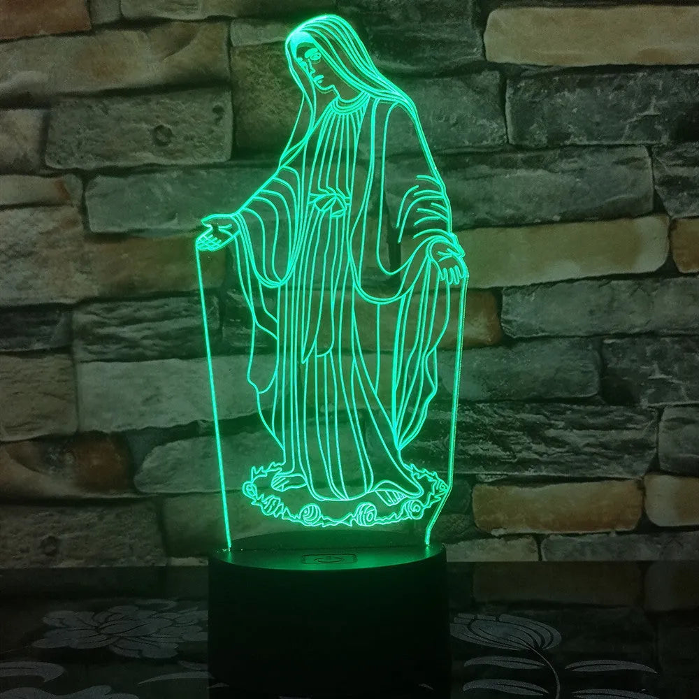 3D LED night light with colourful dual ring pattern on acrylic panel and ABS base.