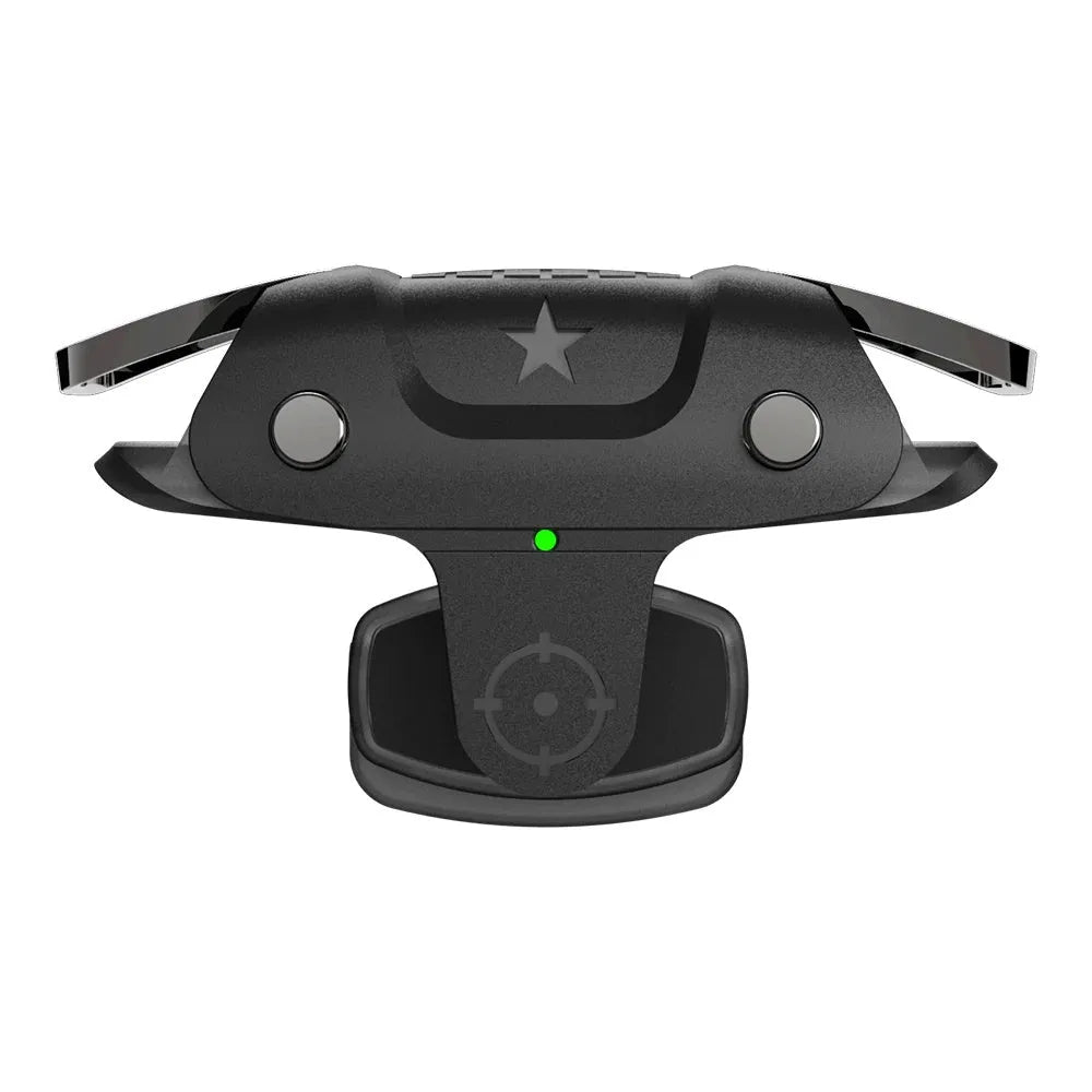 Black F5 mobile game controller joystick for smartphones on a white background.