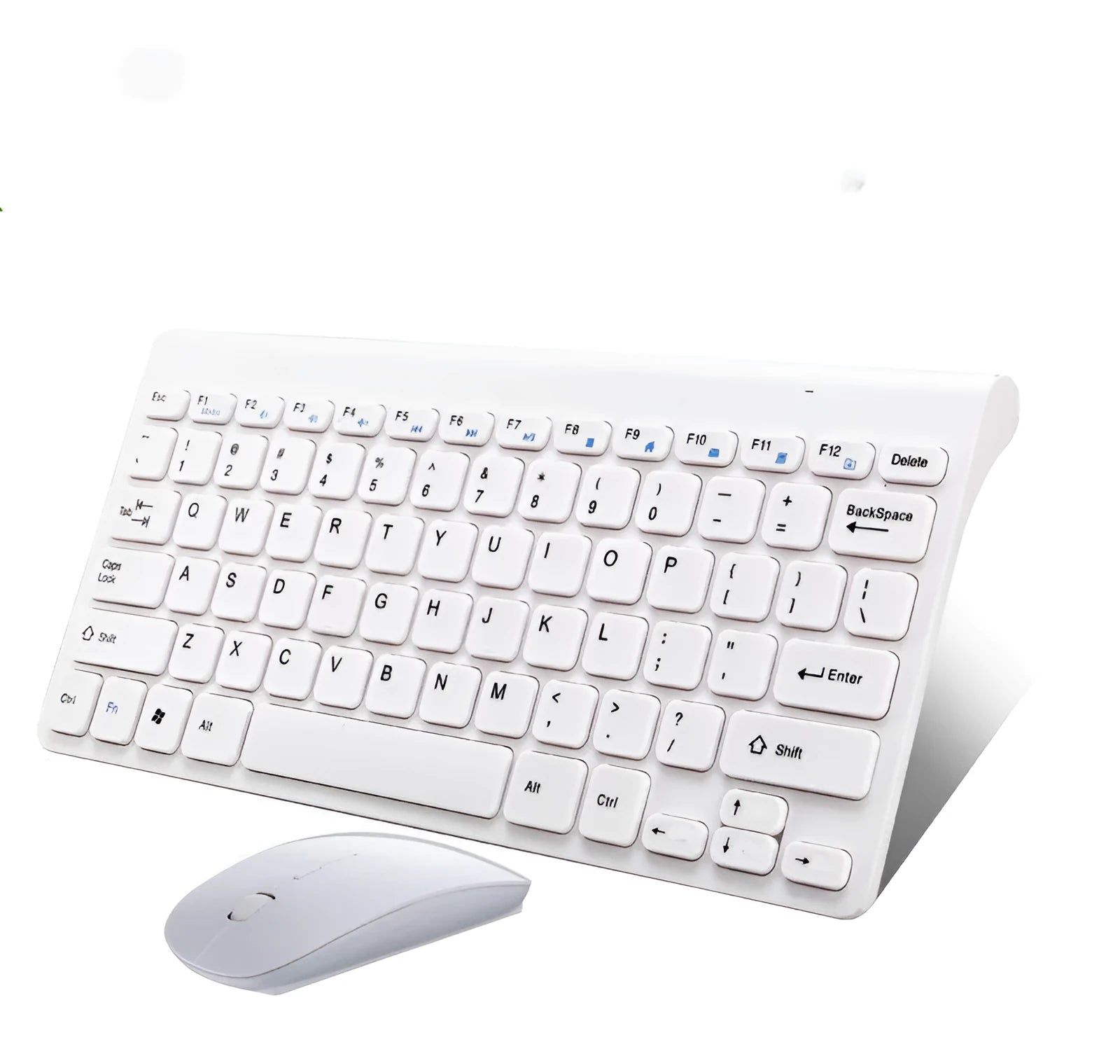 Black or white wireless keyboard and mouse set with compact 78-key layout