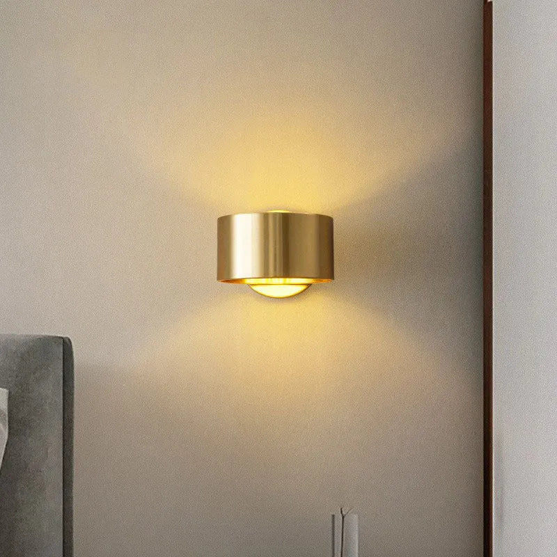 Modern copper wall lamp in gold finish with simple design for living room accent lighting