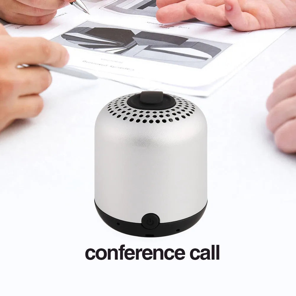 Hieha XQ11 mini Bluetooth speaker with heavy metal design in black, showing compact size and 360 degree sound capability