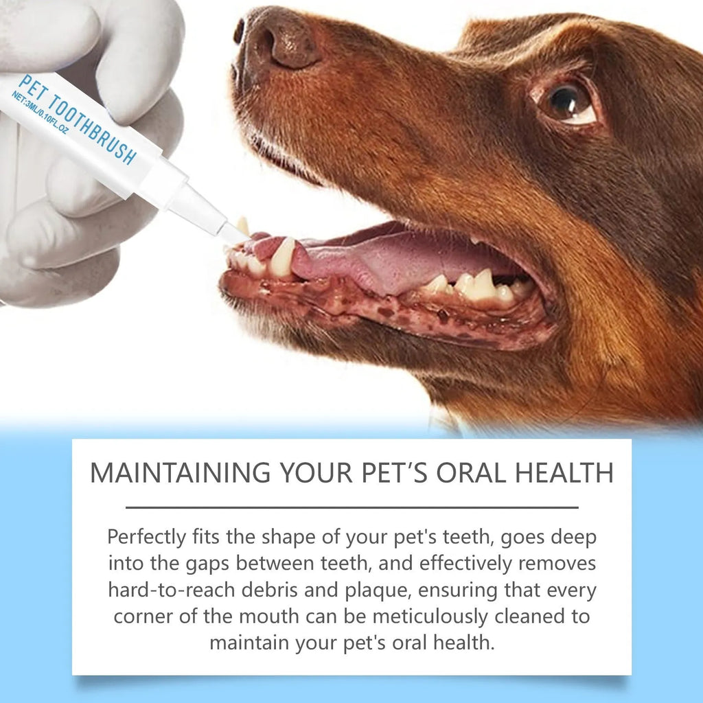 Pet toothbrush pen with soft bristles and 3ml toothpaste volume for dog and cat dental care