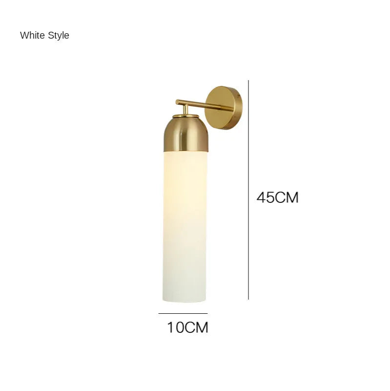 Nordic postmodern minimalist glass shade wall lamp in a modern living room setting.