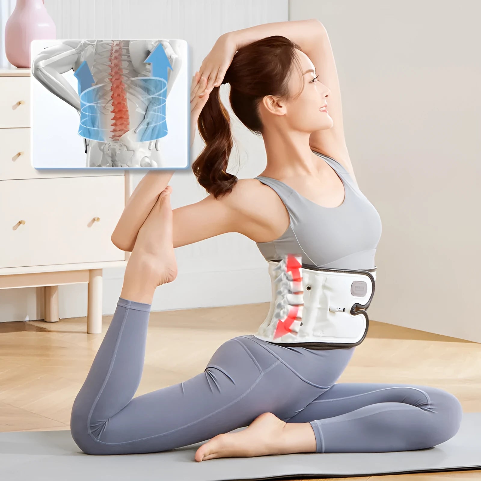 Automatic inflation lumbar waist supporter in sizes S and M with 220V plug