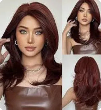 Mid-length platinum gradient curly wig with long bangs in white gold colour