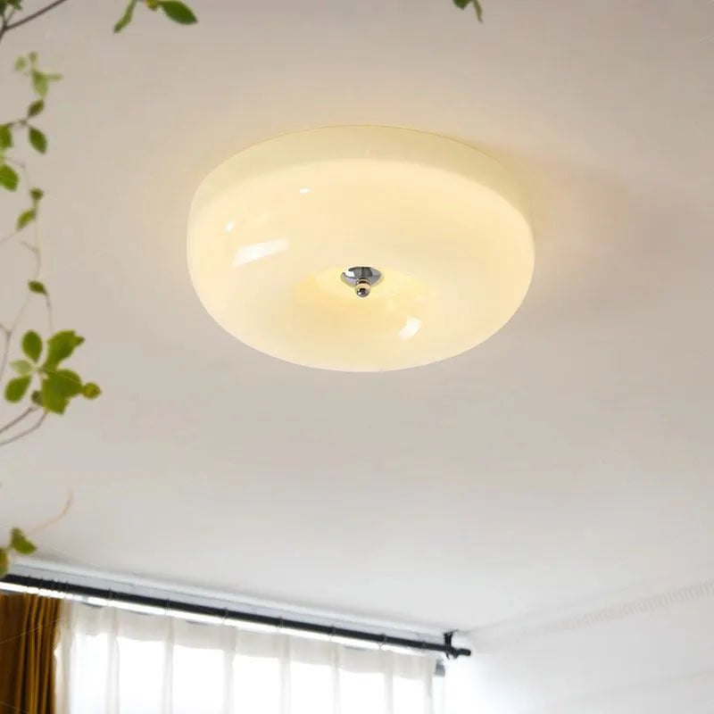 Cream coloured American style bedroom ceiling light fixture with three-colour lighting control
