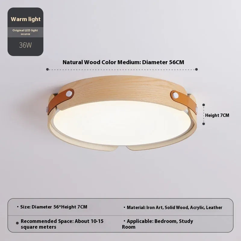 Japanese-style wooden ceiling lamp with PMMA shade in log and walnut finishes