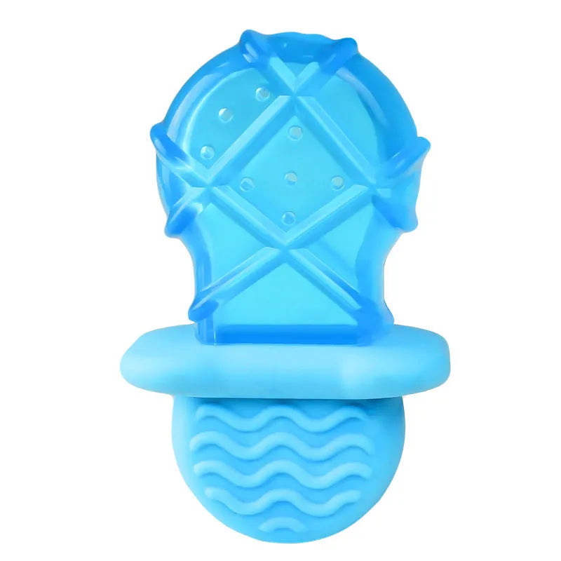 Set of three water-filled ice dog toys: a pacifier, a popsicle, and a ring cooling chew toy