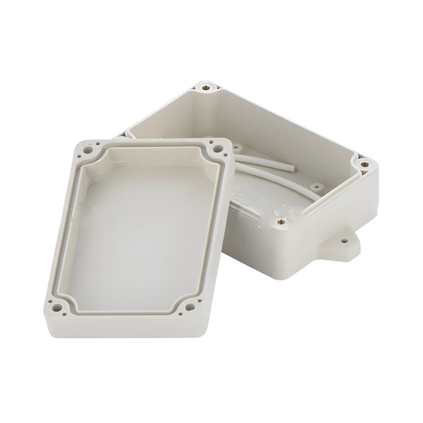 F4B-1 model black ABS plastic waterproof box for electronics, dimensions 100mm by 68mm by 40mm.