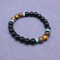 Black agate tigereye geometric stone bracelet and necklace jewellery set