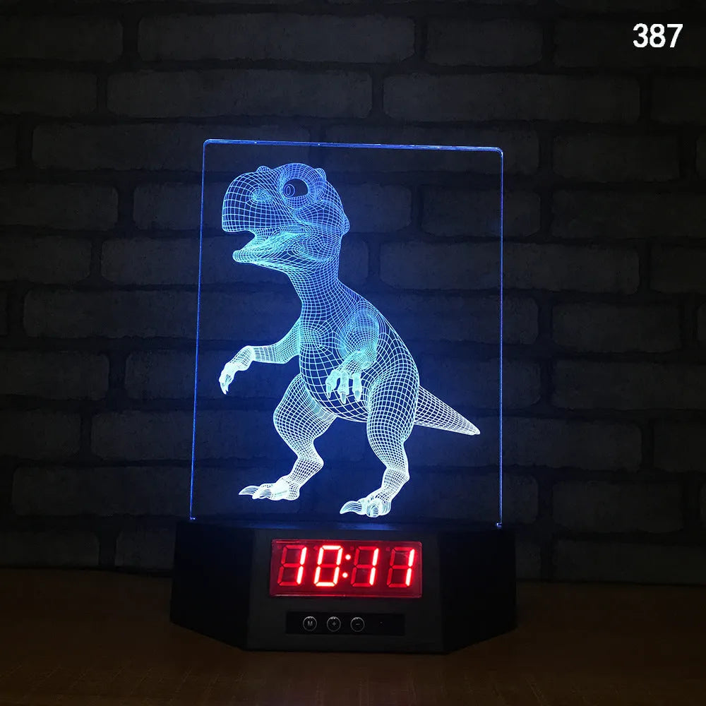 3D glowing dolphin shaped LED table lamp with remote control on a bedside table.