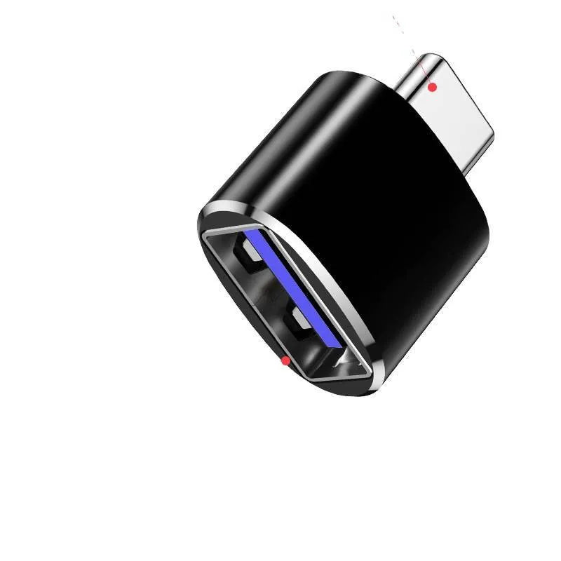 Type-C to USB-A OTG adapter converter in black, gold, and silver colour options.