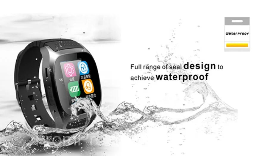 Compatible smart Bluetooth sports watch in black white and blue with waterproof design for iOS and Android