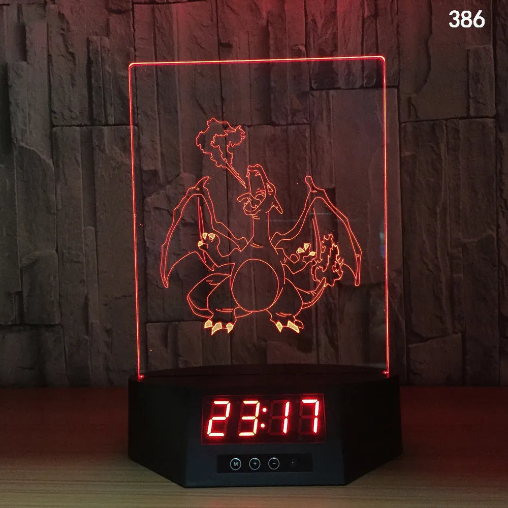 3D glowing dolphin shaped LED table lamp with remote control on a bedside table.