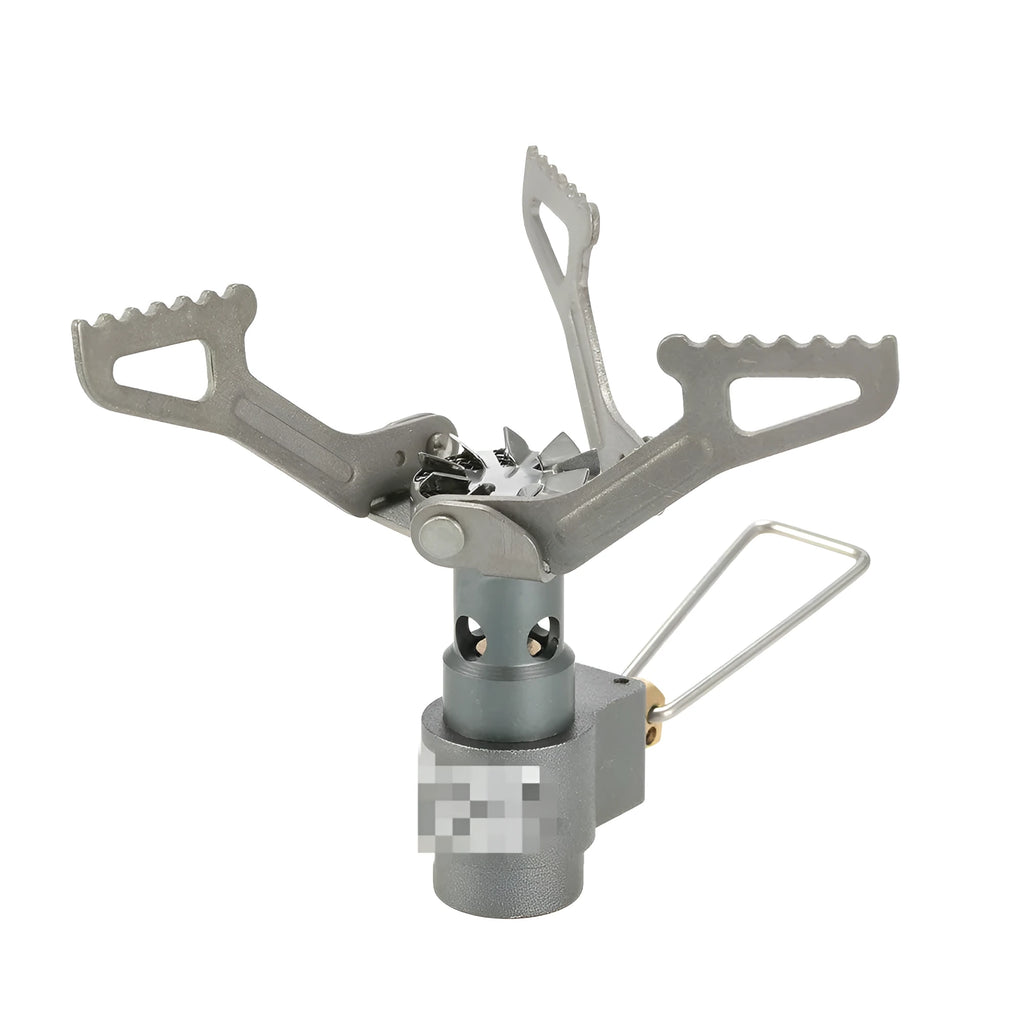 Compact one-piece portable gas camping stove for propane fuel outdoor cooking