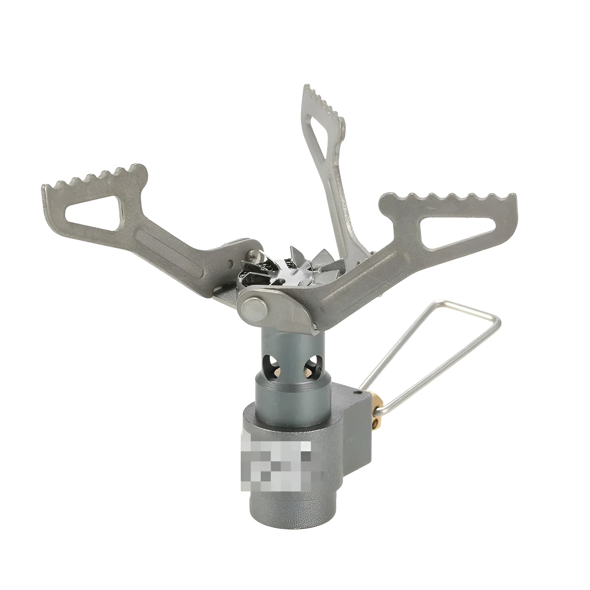 Compact one-piece portable gas camping stove for propane fuel outdoor cooking
