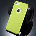 Candy colour soft silicon TPU back cover case for iPhone on a plain background.