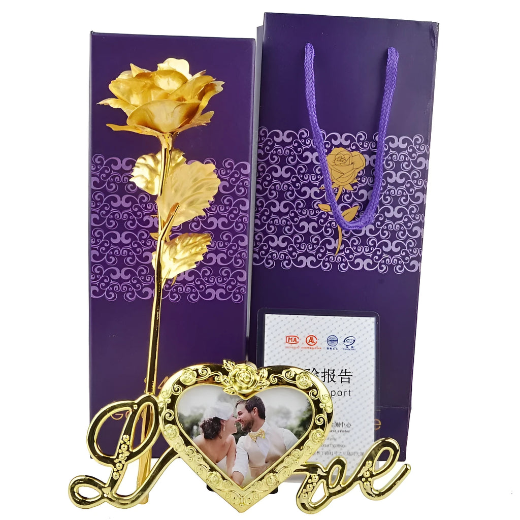 Natural preserved golden rose Valentine's Day gift in gold colour without box