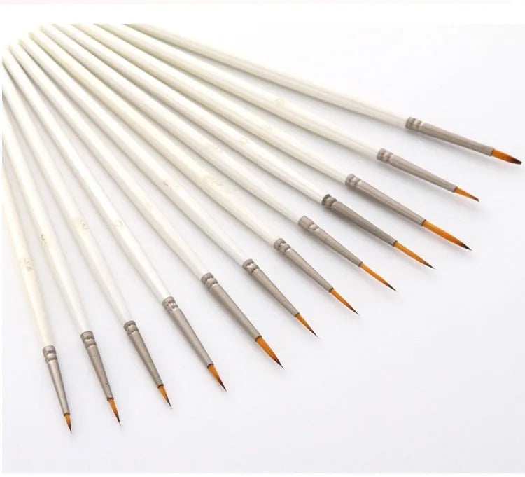 Set of 12 Pearl White nylon wool Fluoresent art markers with wood pen holder for watercolour and acrylic painting
