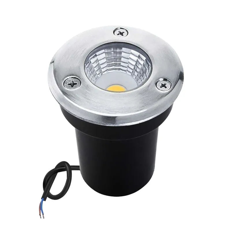 Black LED COB underground light with stainless steel cover and tempered glass lens for outdoor garden lighting