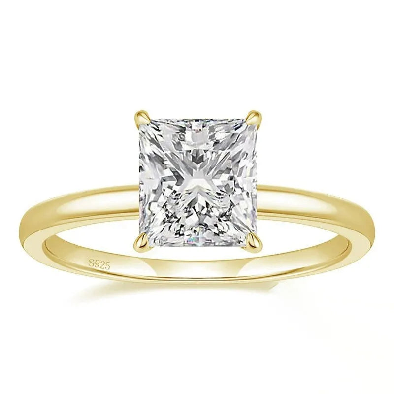 Women's 925 silver zirconium geometric ring in silver gold and rose gold colours