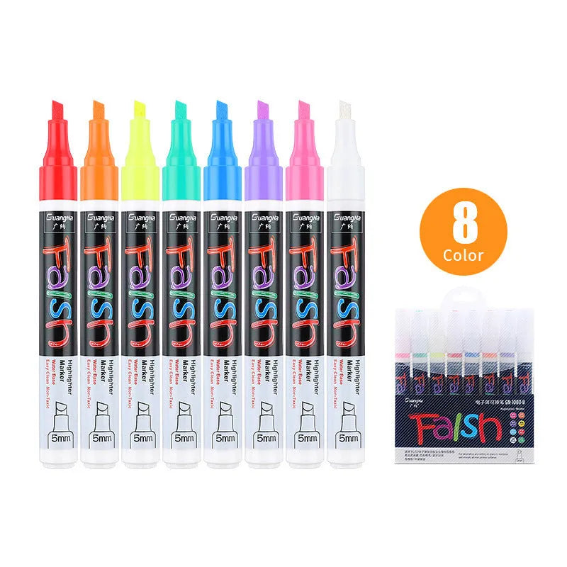 6mm thick electronic fluorescent plate highlighter pen with oblique tip for writing on whiteboards