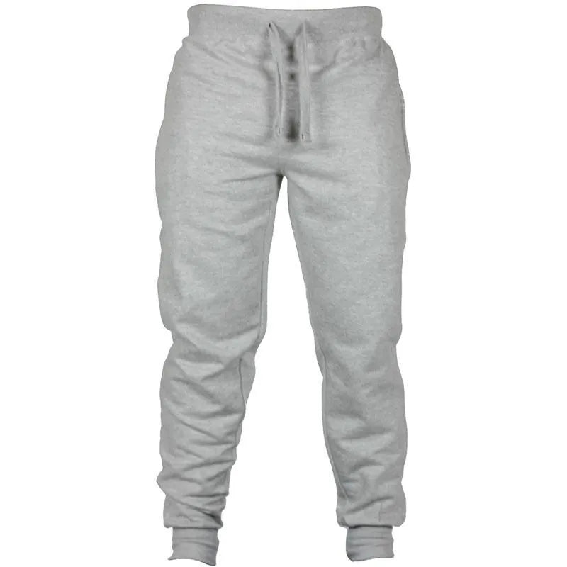 Men's cotton fleece casual pants with drawstring waist in neutral colours