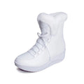 Women's black winter boots with 3cm platform, lace-up closure and plush lining
