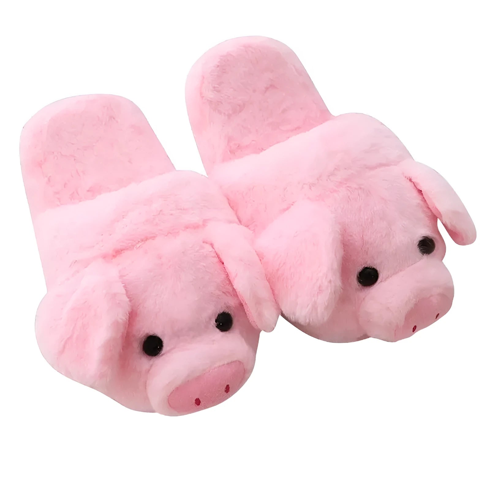 Pink pig floor slippers with short plush material and non-slip sole in women's sizes 36-39